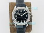 PF Factory Replica Patek Philippe Aquanaut Black Dial Diamond Bezel Watch 40MM